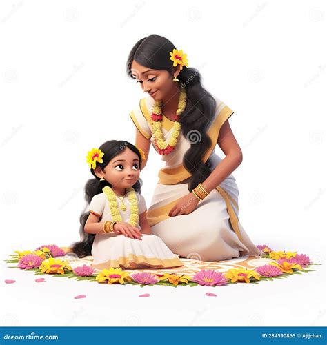 Girl Athapoo Onam Vector Illustration | CartoonDealer.com #224598872