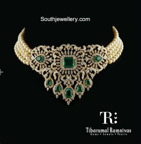 Pearl Diamond Choker - Indian Jewellery Designs