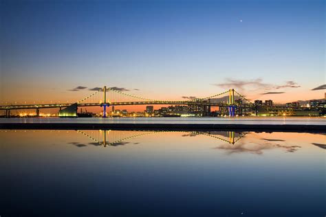 Rainbow Bridge Night View With Photograph by Photography By Zhangxun ...