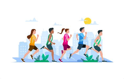 Young people jogging in city park in summer 10847643 Vector Art at Vecteezy