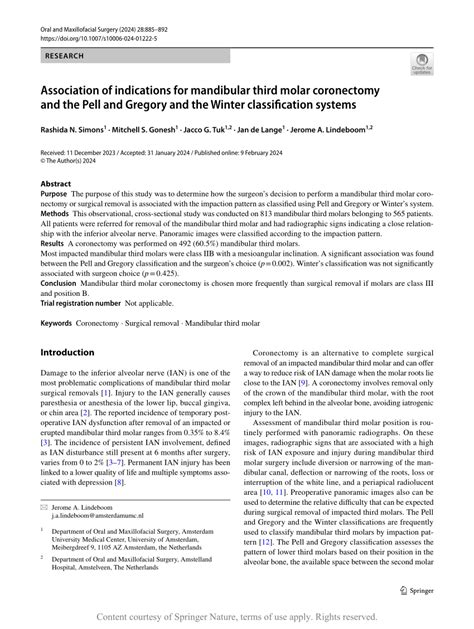 (PDF) Association of indications for mandibular third molar coronectomy ...