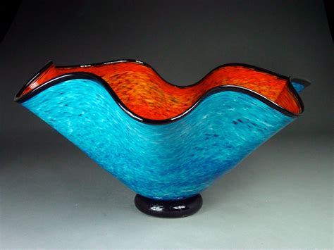 Hand Blown Glass Platter Bowl by dunnikerdesigns on Etsy