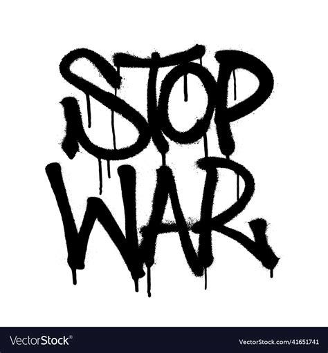 Sprayed stop war font graffiti with overspray Vector Image