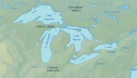 Map of the Great Lakes of North America - GIS Geography