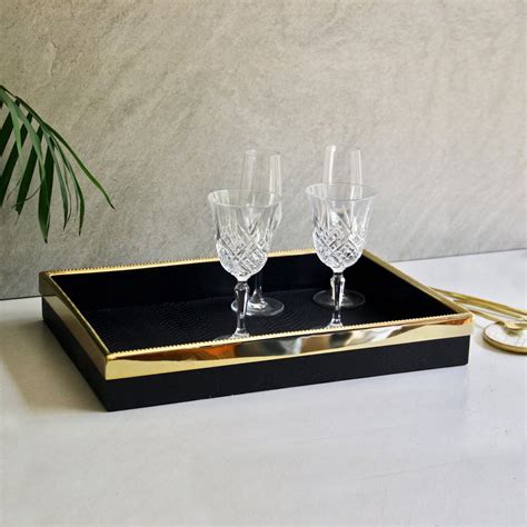 Black and Gold Designer Serving Tray – Mora Taara