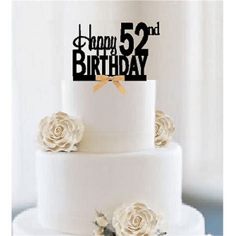 Item#052CTGR - Happy 52nd Birthday Elegant Cake Decoration Topper with Gold Bow - Walmart.com ...