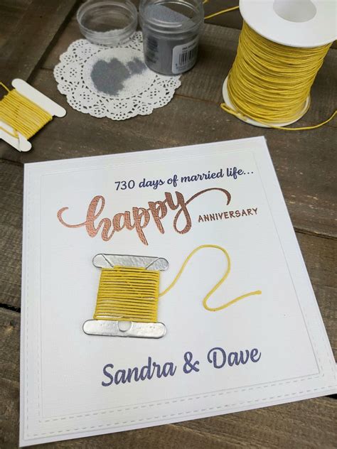 2nd Anniversary Card, Cotton Anniversary Card, Anniversary Card, Personalised Anniversary Card ...