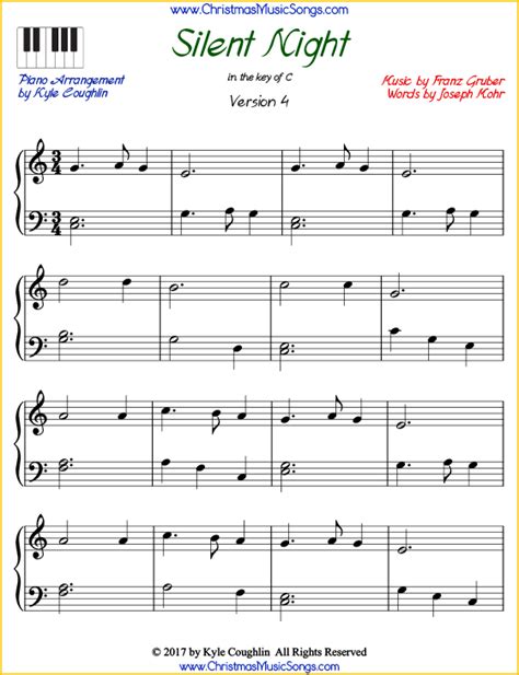 Silent Night Piano Sheet Music Free Printable - Printable Word Searches