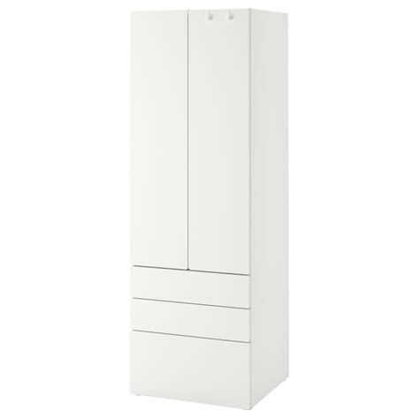 SMÅSTAD / PLATSA wardrobe, white white/with 3 drawers, 60x42x181 cm - IKEA