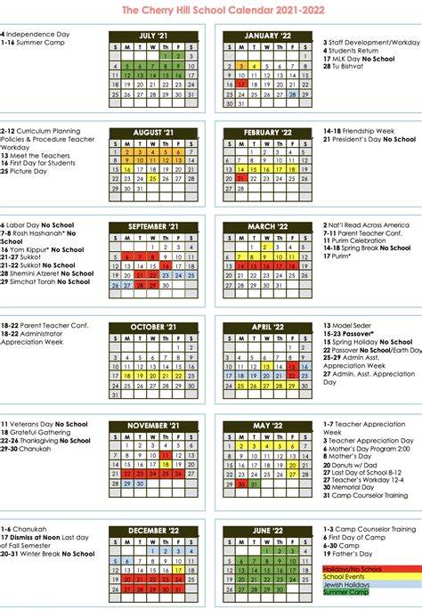 School Calendar – The Cherry Hill School