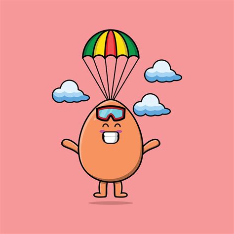 Cute cartoon brown cute egg character with happy expression in modern ...