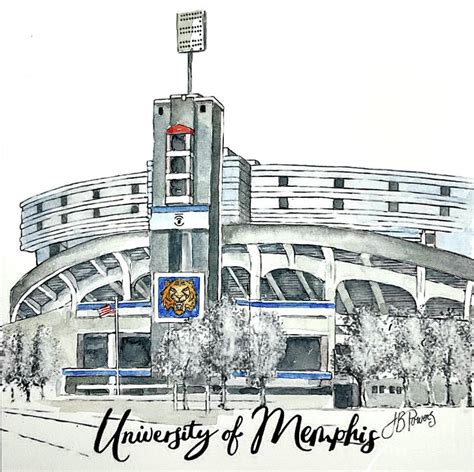 University of Memphis Football Stadium Painting by Jo Powers - Fine Art ...