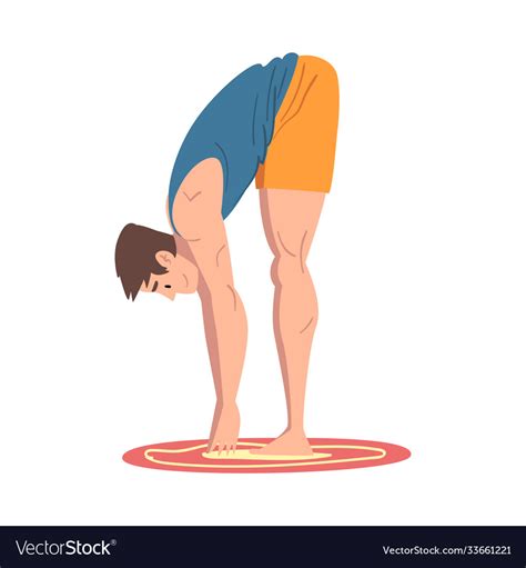 Young man bending down physical activity Vector Image