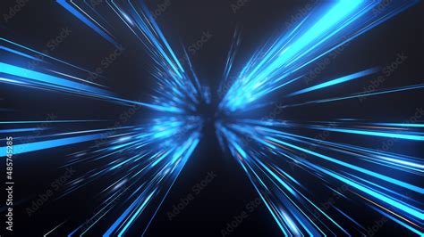 Abstract Dark Glow Blue light rays Background. Perspective view of Blue ...