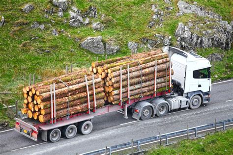 Timber Logs on Truck Trailer Stock Image - Image of transport, driving ...