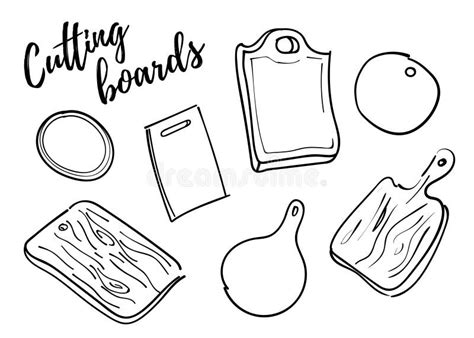 Set of Hand Drawn Cutting Boards. Cutting Boards of Different Shapes Stock Vector - Illustration ...