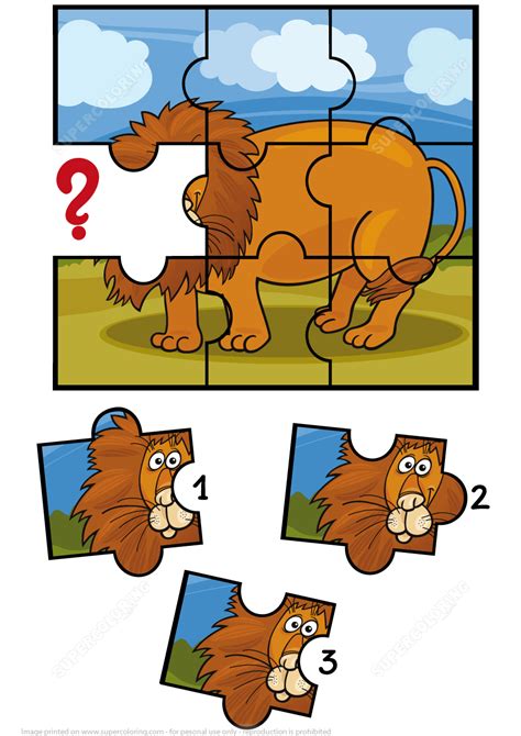 Jigsaw Puzzle with Lion | Free Printable Puzzle Games