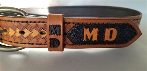 Western Personalized Leather Belt, with Name and Initials Engraved