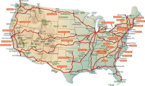 Amtrak long-distance routes, USA. [954×565] : MapPorn