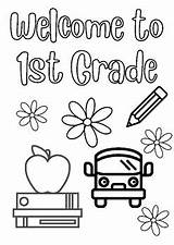 Back To School Coloring Page  Welcome 1st Grade TPT sketch template