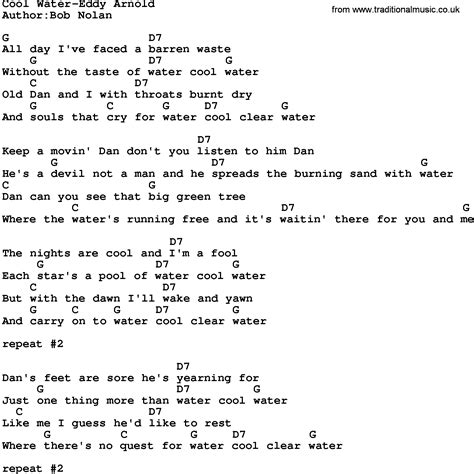 Country Music:Cool Water-Eddy Arnold Lyrics and Chords