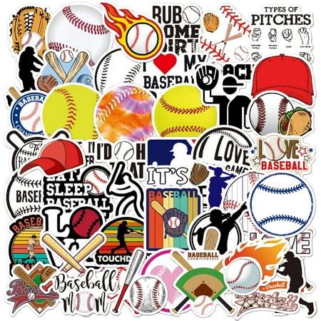 SAVITA 50pcs Softball Decal Stickers, Waterproof Softball Stickers for ...