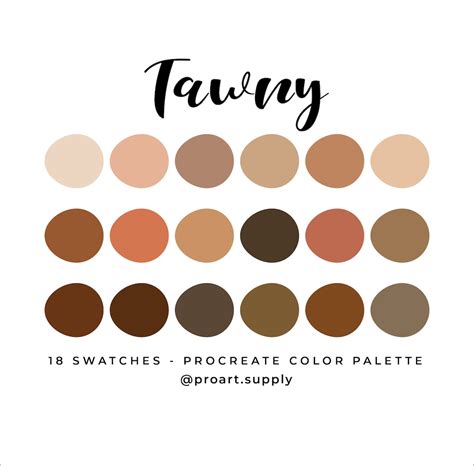 TAWNY PROCREATE Color Palette Hex Codes Tan, Brown for iPad Digital ...