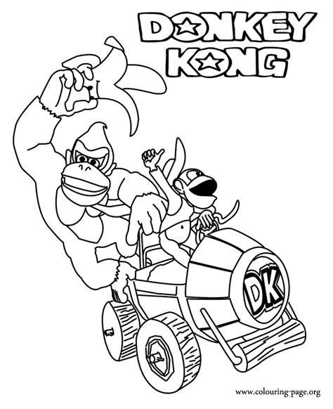 Mario Kart Donkey Kong Coloring Pages