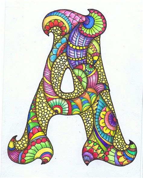 Colorful Zentagle Letters - A | Doodle art, Zentangle patterns, Doodle lettering