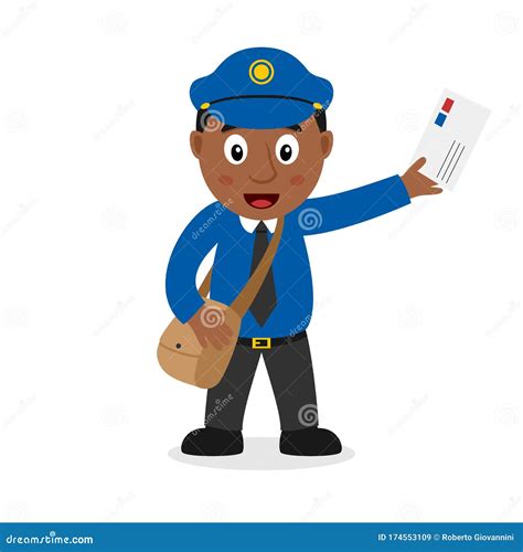 Sad Black Mailman Cartoon Character | CartoonDealer.com #174549371