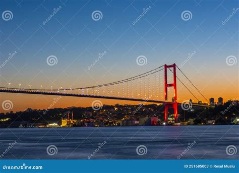 Istanbul Bosphorus Bridge with Sunset View. Stock Image - Image of ...