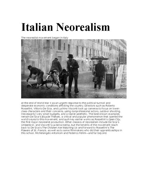 Italian Neorealism 1 - ... - Italian Neorealism The neorealist movement ...