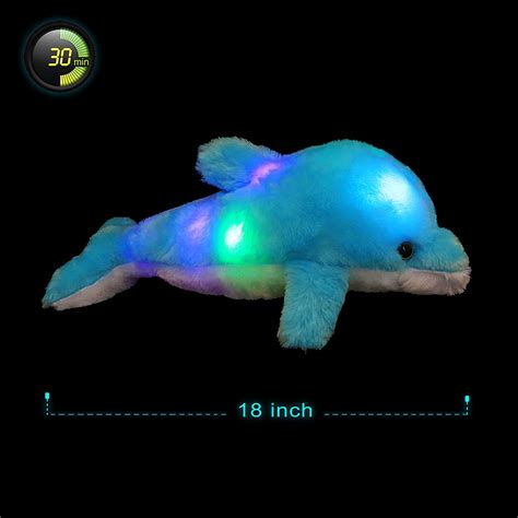 LED Dolphin Stuffed Animal Night Light Colorful Glowing Dolphin Soft Plush Toys, Gift for Kids ...