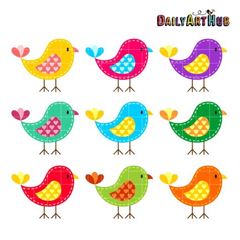 Colorful Birds Clip Art Set – Daily Art Hub // Graphics, Alphabets & SVG