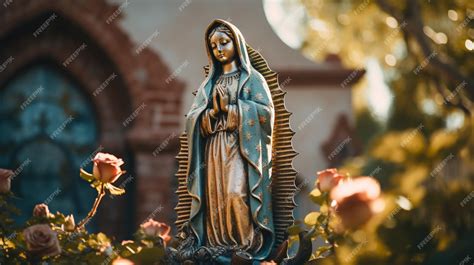 Premium AI Image | Statue of Saint Mary of Guadalupe Virgen de Guadalupe in honor of the ...