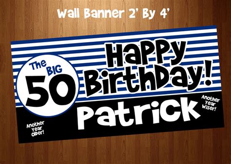 Happy Birthday Personalized Banner 50th Birthday Banner for - Etsy