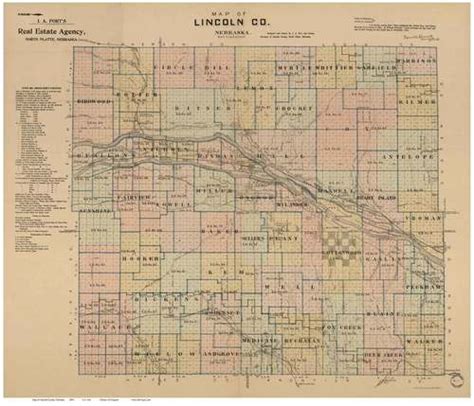 Lincoln County Nebraska 1894 - Old Map Reprint | Lincoln county, Wall maps, Nebraska