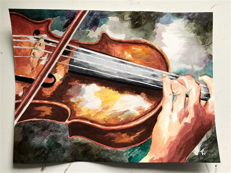Watercolor painting of a violin by me (not my violin but it‘s my artwork) : r/violinist
