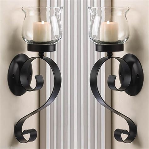 Black Scroll Wall Sconces | Candle wall sconces, Sconces, Iron wall decor