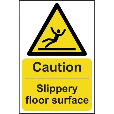 Caution Slippery Floor Surface' Sign, Self-Adhesive Vinyl (400mm x 600mm) | RSIS