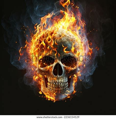 3d Illustration Human Skull Fire Stock Illustration 2236154129 ...