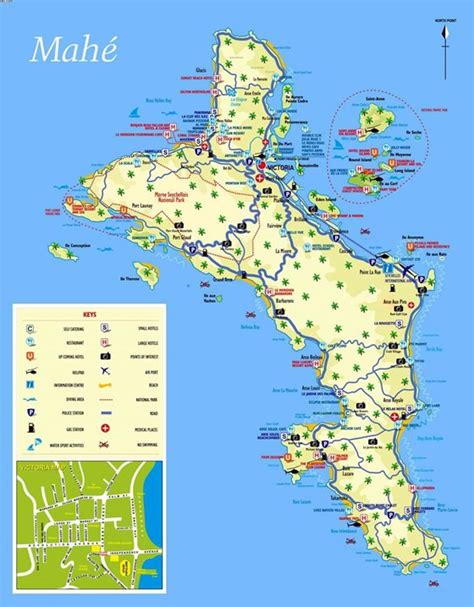 Interactive Map of Mahe Island - Search Touristic Sights. Hiking and Biking Routes