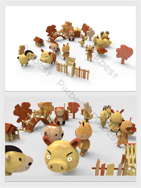 Building Block Theme Animals Decors & 3D Models | PSD Free Download ...