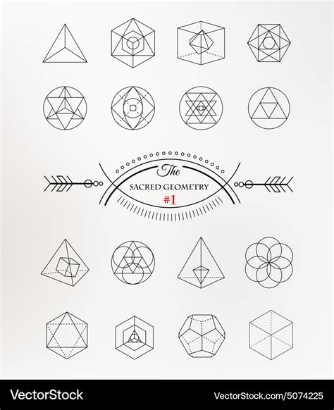 Sacred geometry alchemy spirituality icons Vector Image