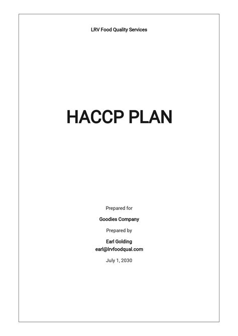 HACCP Plan Template - Google Docs, Word, Apple Pages | Template.net