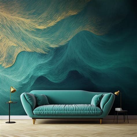 Premium Photo | Sofa with dark turquoise and gold gradient