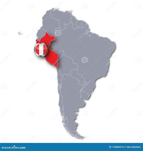 South America Map with Peru Stock Illustration - Illustration of ...