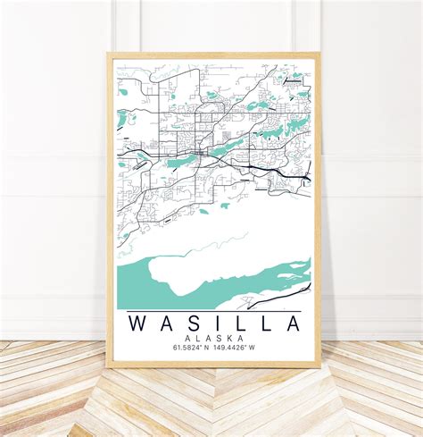 Wasilla Map Art Print City Art Map of Wasilla Alaska | Etsy