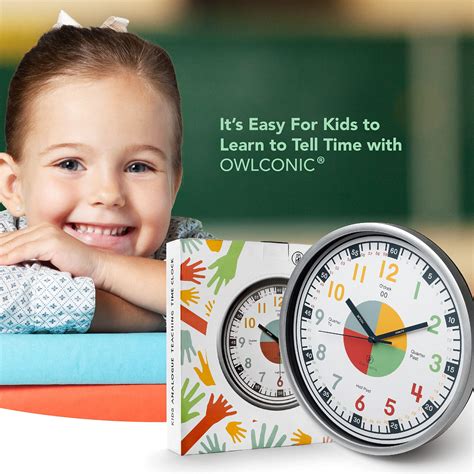 OWLCONIC Telling Time Teaching Clock - Kids Clock, Kids Room Decor, Playroom Wall Decor, Analog ...