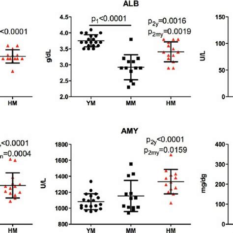 Age and humanization induced changes in blood biochemistry of NSG mice ...